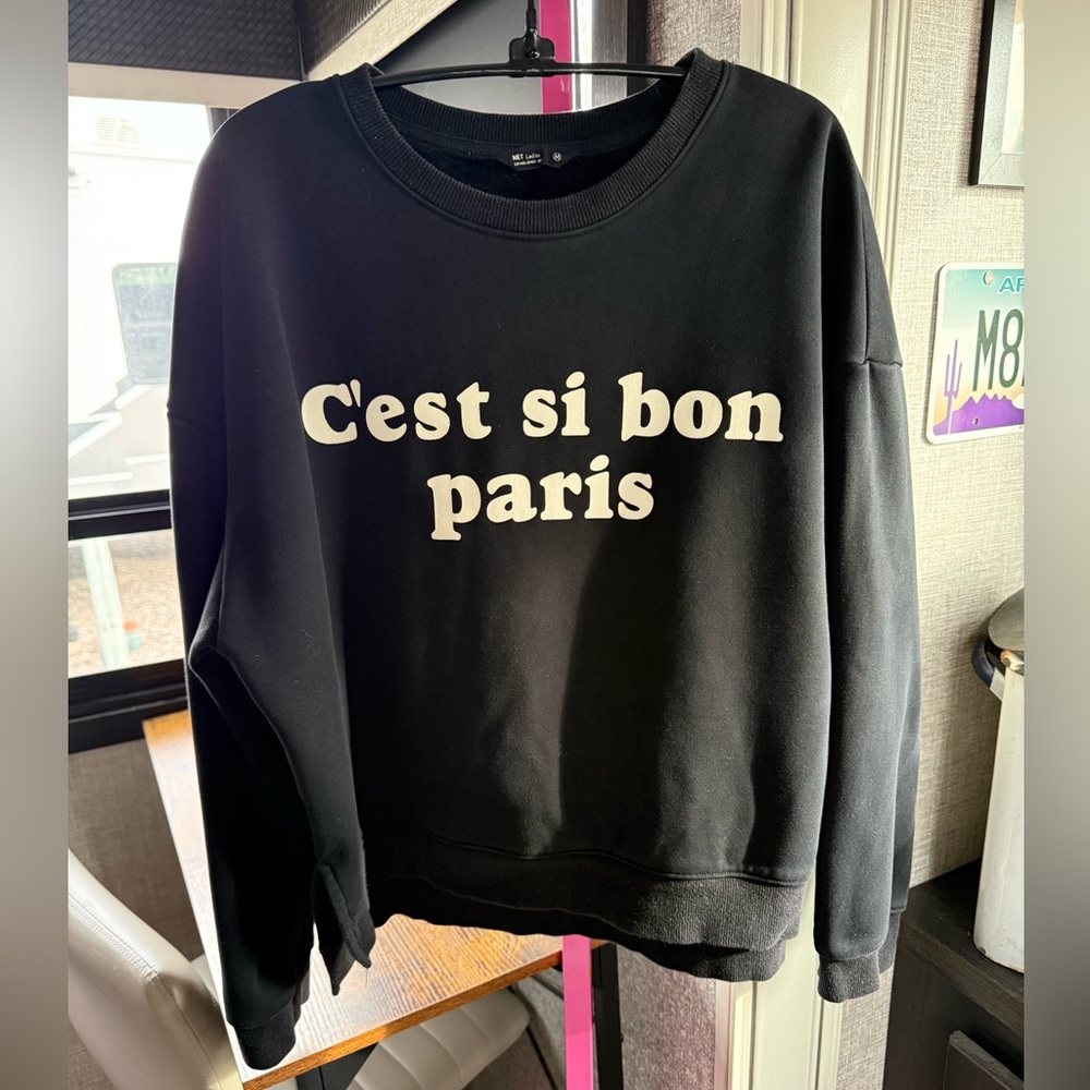 NET ladies Chic travel Black 'C'est Si Bon Paris' Women's Sweater size Medium